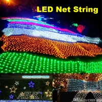 Luces de cuerda de red LED navideña al aire libre de malla impermeable luz de hada 2m x 3m 4m x 6m lámpara de fiesta de bodas con 8 funciones controlador
