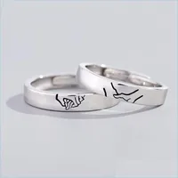 Pierścienie klastra Para Pierścień Sier trzymaj miłośników ręki Otwórz Pierścienie zespołu dla znajomych biżuterii Drezno Prezent 2022 DH3RR