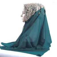 Bufandas de moda musulmana Jersey instantáneos Hijab bufanda Mujeres Islam Long Chiffon Beading Bandana Bandana Oración Turbera Turbera Damas