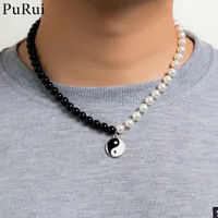Accessoires Anh￤nger Mode juwelkrynecklace punk schwarze wei￟e nachahmungen perlperlen kreischkette f￼r M￤nner kragen Statement runde Chines ...