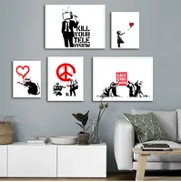 Home DecorPainting &amp; Calligraphy Banksy Print Art Canvas Painting Nordic s And Prints Wall Pictures For Living Room Abstract Cuadr...