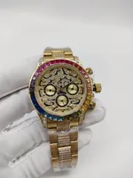 luxury watches for man Automatic Mechanical Watch Rainbow Diamond Bezel Stainless Steel men's Wristwatches Black Rubber Strap Wristwatch Sports designer watchs