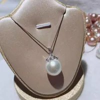 Anhänger Halsketten natürliche Süßwasser-Aquakultur Edison 11-12 mm Perle Tibetan Silber Halskette 18 "