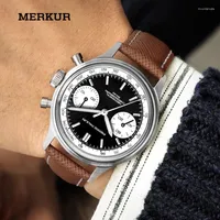 Orologi da polso Merkur Mens Luxury Watches Men Chronograph Watch Manual Manual Owatch Mechanical Owatch Panada Dial ST19