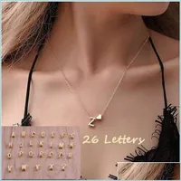 Strands Strings Fashion Tiny Heart Initial Necklace Personalize Letter Name Choker For Women Pendant Jewelry Accessories Gift Drop D Dh0Qt