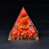 Red Jasper Sphere Lotus Orgone Pyramid EMF Protection Quartz Reiki Meditation