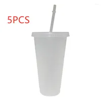 Muggar 5st Straw Cups ￥teranv￤ndbar plasttumare med lock kopp kaffe juice mugg te glitter gl￤nsande vatten dryck g￥va