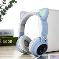 Écouteur pour enfants Cat oreille Bluetooth Volume Limitation LED LED UP Kids Wireless Headphone Over Ear avec microphone pour iPhone iPad