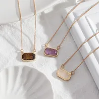 Sweet Candy Color ins Style Natural Stone Pendant 18k Gold plaqué Collier pour femmes Gift