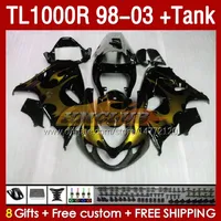 & Tank Fairings For SUZUKI TL-1000R SRAD TL-1000 TL 1000 R 1000R 98-03 Bodywork 162No.143 TL1000R 1998 1999 2000 01 02 03 TL1000 R 98 99 00 2001 2002 2003 Fairing golden flames