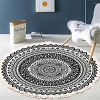 Carpets Floor Carpet Round Area Rug With Tassel Polyester Convenient Storage For Bedroom