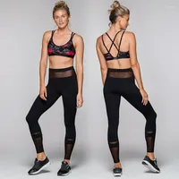 Aktywne spodnie Kobiety Mesh Patchwork Fitness Leggingi Casual High Talle Black Tight Seksowna siłownia Push Up Yoga Sports Leggins