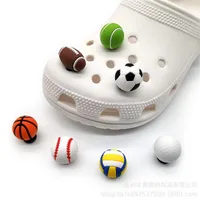3D Sports Ball Croc Charms de plástico Decoración de encanto de encanto Accesorios de hebilla PVC Jibitz Clog Buttons
