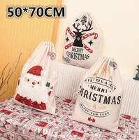 50x70cm Santa çuvalları Noel dekorasyonları hediye çizme tuval büyük Noel baba hediye çantası toptan cc