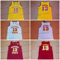 NCAA 13 James Harden Basketball Jersey Arizona State Maglie da basket Mens Giallo bianco Sun Devils College Basketball Cucite