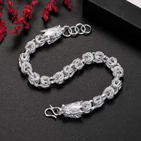 خيوط مطرز الأزياء الساخنة 925 Sterling Silver Fine Dragon Head Bracelets for Man Women Jewelry Wedding Association Party Christmas Hisports L221012