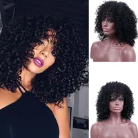 Synthetic Wigs DIANQI 14 Inch Afro Kinky Curly Short Wig Black Red Blonde For Women