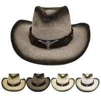 Boinas Gorras Hombre Flat Chapeira Para Momen Feel Men Feel Wide Brim Retro Cowboy Western Riding Leather Belt Bap
