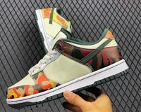 Shoes Mens Dunks Low Sail MULTI-CAMO Basketball High Sports Sneakers Color Sail/Vintage Green-Total Orange-White 36-47