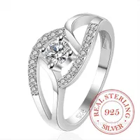 Anillos de racimo % 925 Joyas de plata esterlina Vintage lujoso AAA Crystal Wedding Rings para mujeres Fashion Anel de Prata Bijoux Gift L221011