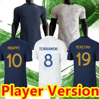 Version du joueur 2022 France Benzema Mbappe Soccer Jerseys French Kante Pogba Kounde Giroud Guendouzi Kimpembe 22 23 Pavaro Maillot de Football Shirt Kid Kit Kit