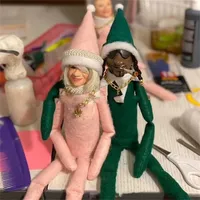 Decoratieve objecten Figurines snuffelen op een stoop kerst elf poppen spion gebogen home decorati hars ornament jaar cadeau speelgoed 221014