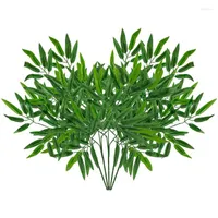 Dekorative Blumen 5pcs k￼nstliche Bambusblattsimulation Plastikbl￤tter Zweige f￼r Hochzeit Ornamente Hausgarten B￼rodekorationen Dekorationen