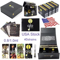 GLO Vapes Cartridges Packaging 0.8ml 1ml Atomizers Ceramic Coil Carts Empty Vapes Pens Cart 510 Thread Thick Oil Glass Tank USA Warehouse