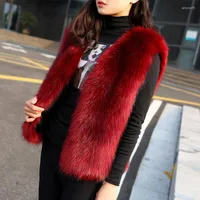 Women's Fur 2022 Fashion Luxury Vin rouge Faux Vest Street Wear Women Plus Size S - 5xl Faux Coats