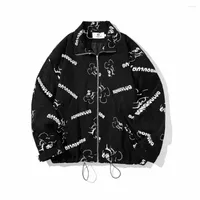 Мужские куртки 2022 Рефлексивные буквы по всему куртке Топ -мужчина осенняя модная бренд свободный лацлен кардиган пальто мужская корейская одежда