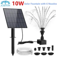 정원 장식 Aisitin Solar Water Pump Kit 10W 전원 분수 6 노즐 DIY 기능 연못 221014 야외 기능