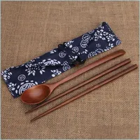 Chopsticks Healthy Fashion Travel Chopsticks and Spoon Suit Wood Antiseptic Portable Table Seary Party Favor Present Kitchen Accessories 6 DHFWU