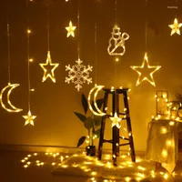 Decorações de Natal Luzes de neve LED Flocos de neve Papai Noel Claus Curta