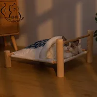 Kattbäddar möbler shuangmao husdjur avtagbar sovsäck hängmatta för lounger trä s hus vinter varma husdjur små hundar soffa matta 221017