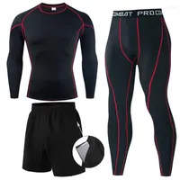 Herrsp￥r 3 st/set f￶r m￤n Gymkl￤der Fitness Compression Men's Sport Running Suit Dry Train Training Sportkl￤derupps￤ttningar