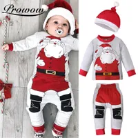 Özel günler prowow bebek erkek erkek Noel claus giyim seti Noel bebek kostümü kış sıcak çocuklar yürümeye başlayan çocuklar giyim sevimli çocuk kıyafetleri 3pc t221014