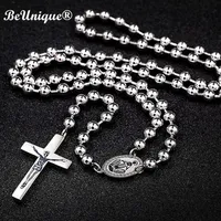 Man&#039;s Luxury steel catholic rosary Cross charm necklace pendant center piece connectors Christmas Religious Goods 210621282g