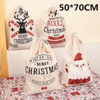 50x70cm Santa Saks Decoraciones navideñas de regalo lienzo de regalos Grande Santa Claus Bolsa de regalo al por mayor WLY935