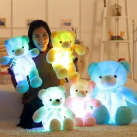 Parti Hediye Parlayan Oyuncak Ayı Aydınlık Bebek Dahili LED Renkli Işık Fonksiyonu Sevgililer Günü Hediye Peluş 30cm 50cm 70cm