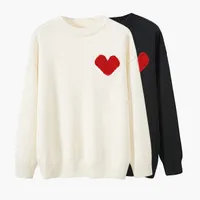 Tasarımcı Sweater Aşk Kalp Bir Erkek Kadın Sevenler Hırka Örgü Yüksek Yaka Kadın Moda Mektup Beyaz Siyah Uzun Kollu Giysiler Külkü