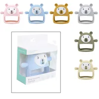 Kreskówka Bear Baby Zęby Zabawki przeciwprzęgowe silikonowe rękawiczki ząbki Zabawy uspokajające smocz dla niemowląt dłużej niż 3 miesiące ssanie potrzeb pakowania pudełka
