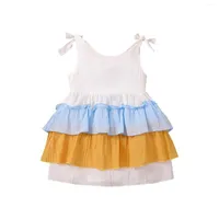 Mädchenkleider 1-3 Jahre Kleinkind Girls Summer Sling Dress ärmellose Rückenless Layered Ruffle Prinzessin