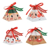 Decorações de Natal Faux Floral Greenery 10pcs Triangle Cone Box Christmas Candy Cookie Gift Ideas embalagem Papai Noel Papel Christams Decorações de festa