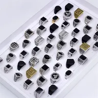 Cluster Rings 20pcslot Square Classic Metal Men Matte Smooth Rings For Women Fashion Jewelry Party Gifts Wholesale Bulk Lots 221014