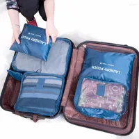 Bolsas de lona aosbos 6pcs organizador de viajes organizador de viajes familias de bolsas de fin de semana ropa separada para hombres empacando cubos para mujeres equipaje
