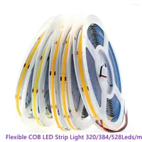 Remsor 5m/parti 8mm/10mm COB Flexibel LED -strip ljus 320/384/528LEDS/M CRI Super Bright Bar Tape DC12V/24V för dekorbelysning