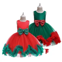 女の子のための特別な機会お正月のためのクリスマスドレスおじさんのボウクノットTutu Princess Dress 2020 Summer Children Evening Party Kids Dresses for Girls Vestido T221014