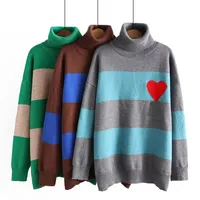 Дизайнерский свитер Love Heart для мужчины -любителей влюбленных кардиган вязаная высокая воротничка Женская модная буква Негабаритное пуловер с длинным рукавом пулвер