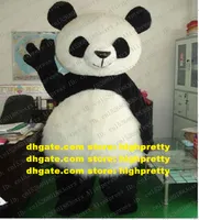 Black White Catbear Panda Bear Ailuropus Bearcat Adult Mascot Costume Mascotte With Black Big Eyes Ears Plush No.173 Free Ship