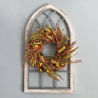 Flores decorativas de 24 "Corona de otoño Puerta delantera Costa de oro orejas de trigo de oro Círculo Círculo Garland Autumn Wall Decoración de Acción de Gracias